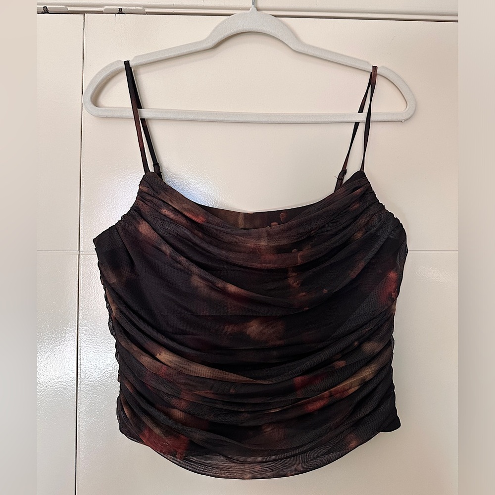 Gianni Bini Ruched Spaghetti Strap Crop Tank NWT